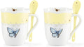 Lenox 897804 Butterfly Meadow Color Mugs With Spoons, Set Of 2, Yellow