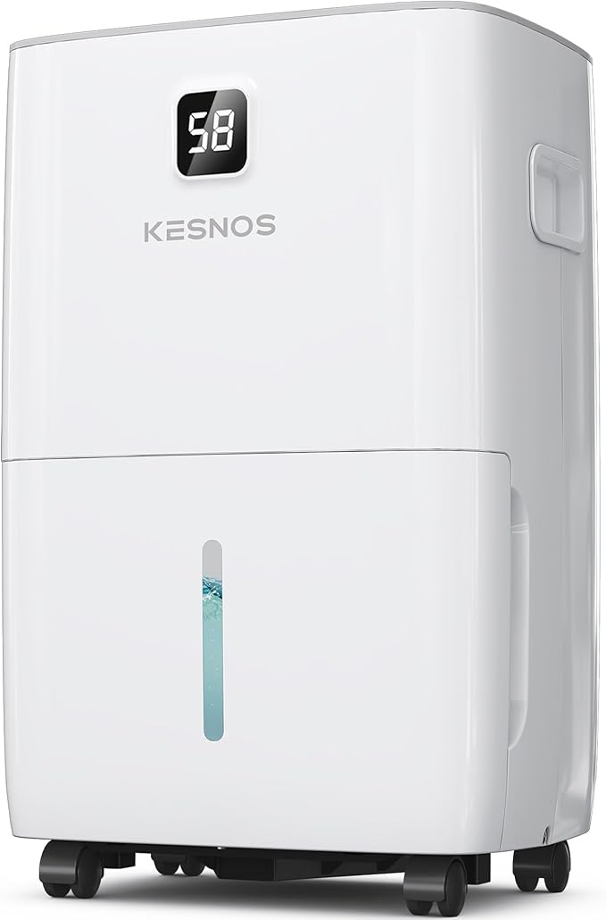 Kesnos 150 Pints Dehumidifier for Basement, Commercial and Industrial Large Room, 2.11 Gal Water Tank with Drain Hose, Ideal for Whole Home up to 7,500 Sq. Ft., Front LED Display, Timer