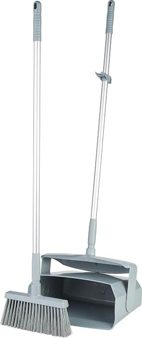 Remco - A Vikan Company 62503 Lobby Dustpan with Broom, Polypropylene/Polyester/Aluminum, 7" X 14" Bin, 37" Handle, Gray