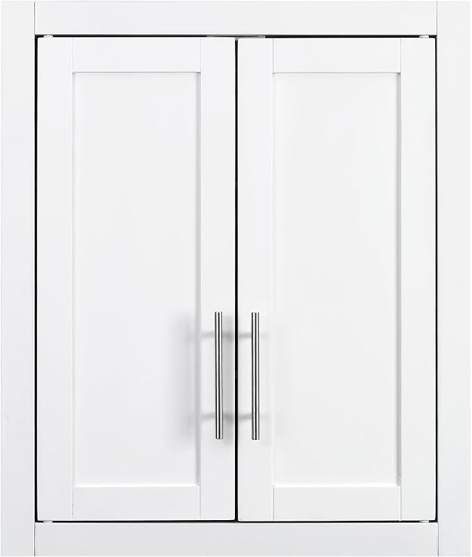 Crosley Furniture Savannah Wall Mounted Bathroom Storage Medicine Cabinet with Shelves, Snow