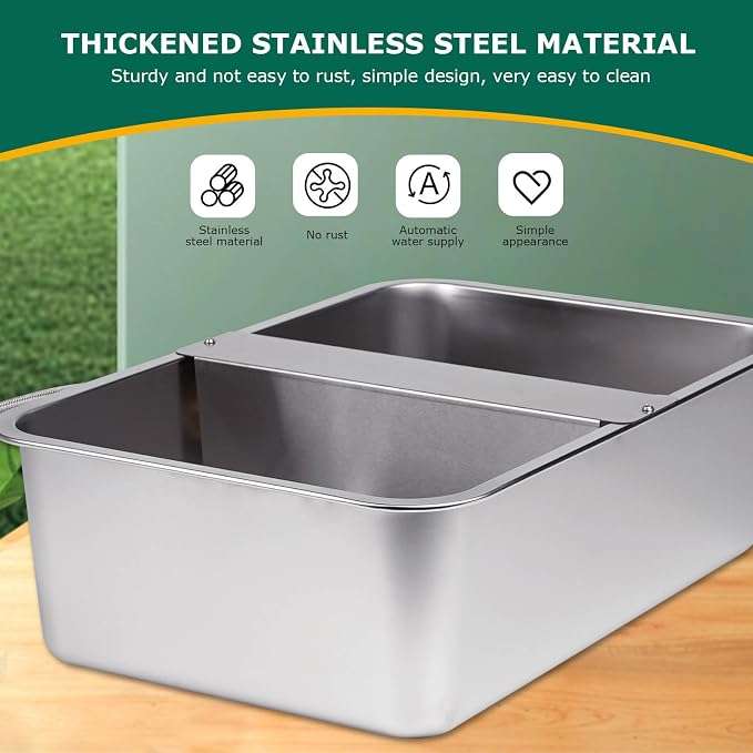 6 Gal Automatic Dog Water Bowl Dispenser Stainless Steel Dog Waterer for Large Breed Dogs, Outdoor Extra Large Bowl for Cats Pets Livestock Chicken
