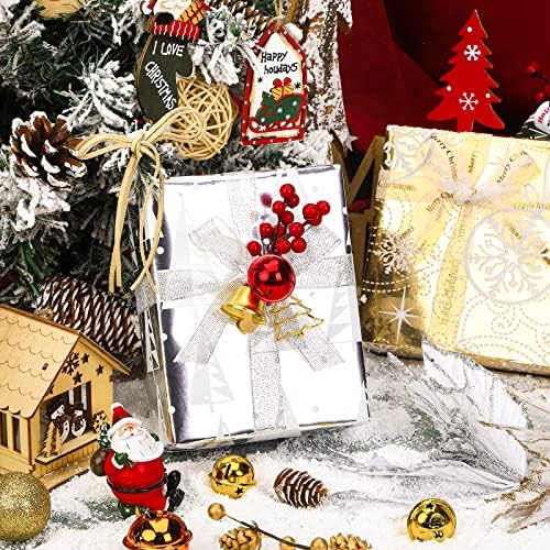 WRAPAHOLIC Christmas Wrapping Paper Set - Red Green Gold and Silver Snowflakes Trees with Metallic Foil Shine Wrapping Paper Bundle with Gift Bow & Ribbon & Tag & Sticker