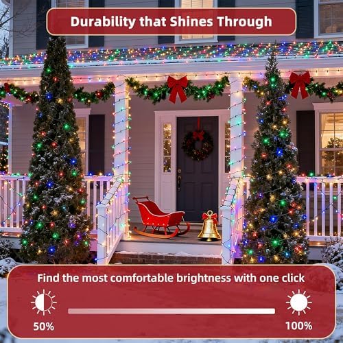 300 LED Outdoor Christmas Lights 75ft, 12 Lighting Modes Indoor String Lights Dimmable & Timer Memory, Outsite Waterproof Tree Lights for Xmas Garden Wedding Party Holiday Decorations Multicolor
