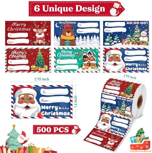OHOME 500 PCS Christmas Gift Tags - Gift Tags for Christmas Presents - Christmas Gift for Women Men Kids - Christmas Wrapping Paper - Christmas Decorations,2.95 x 1.6 Inch