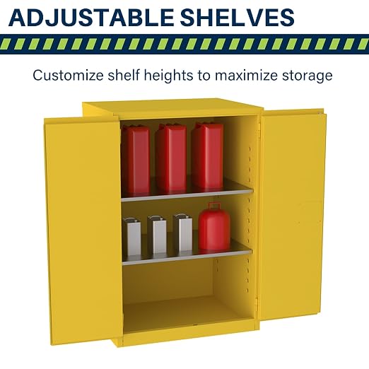 Jamco 90 Gallon Steel Flammable Safety Cabinet, Self-Closing Doors, Yellow | All-Welded Double-Wall Steel Flammable Storage Cabinet, Lockable Doors, 43"W X 34"D X 65"H, Osha & Fm Certified, Made In Usa