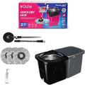 Thunder Mop Spin System - Double-Sided - 3 Free Refills (Black/Grey) | 2 Compact Stackable 6L Buckets, Microfiber Head, Stainless Steel Wringer, Antifungal Quick-Dry Cleaning, Soap Dispenser