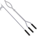 40" Fire Tongs Firewood Grabbers and Fire Poker Set, Stainless Steel Large Log Grabbers for Outdoor Fireset Fire Pit Bonfire Campfire Backyard Deck Indoor Fireplace Tools Set