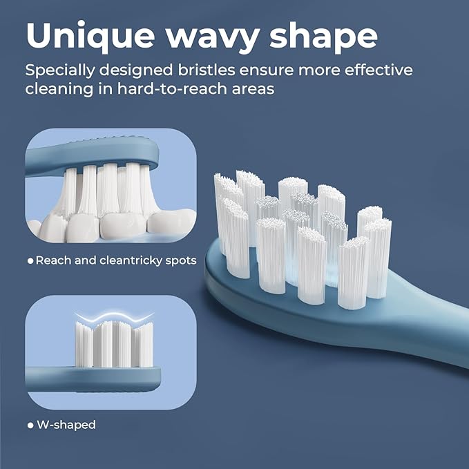 Oday Recyclable Plant-Based Electric Toothbrush Heads, Long-Lasting Replacement Brush Heads, Compatible Only with Sonic Electric Toothbrush Blue - Pack of 3