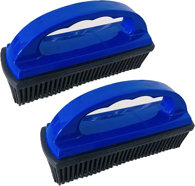 Handheld Pet Hair Removal Brush Reusable Lint Remover | Soft Electrostatic Bristle Cleaner for Carpet Sofa Clothes Dog Cat Fur(Blue)