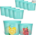 Reusable Sandwich & Snack Bags, 8 Pack 100% Silicone Food Storage Bags Stand Up Zip Lock for Food Container, Freezer Microwave Oven Dishwasher Safe, 4 Small 4 Extra Small, Aqua