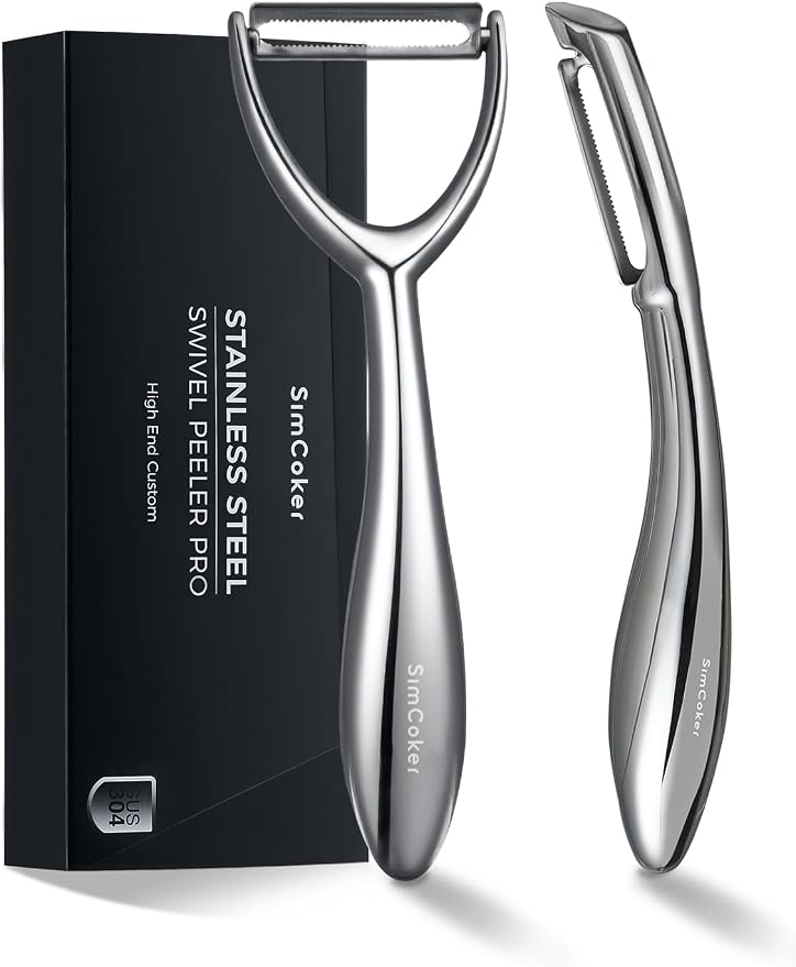 Vegetable Peeler Set, Ultra Sharp Stainless Steel Y Peeler & I Peeler for Potatoes, Fruits and Vegetables, Serrated Blade Kitchen Peeler with Ergonomic Handle