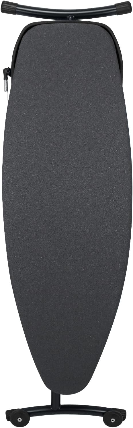 Duwee 18" ×48" Ironing Board with Retractable Iron Rest,Wide Ironing Board | Extra Wide Ironing Board, Heat Resistant Cover with Thicken Padding,Adjustable Height,Heavy Sturdy Legs with Wheels,Black