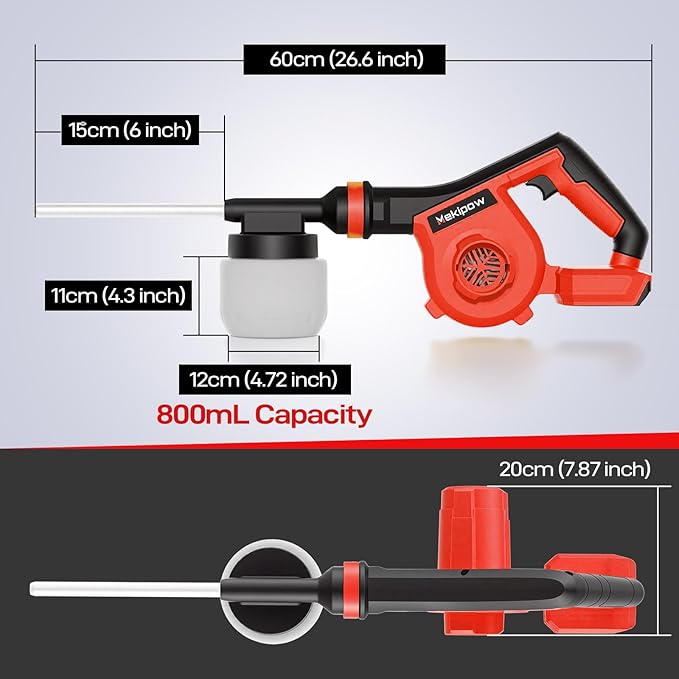 Electric Diatomaceous Earth Duster Compatible for Milwaukee 18V Battery, Garden Dust Applicator with 800mL Capacity｜Variable Speed, 2 in 1 Diatomaceous Earth Spray & Vacuum Cleaner (NO Battery)