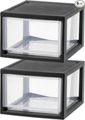 IRIS USA 6 Pack Plastic Drawer Storage Organizer, Stackable Unit with Sliding Drawers for Kitchen, Bathroom, Bedroom, Office, 14.5 Quart, Black
