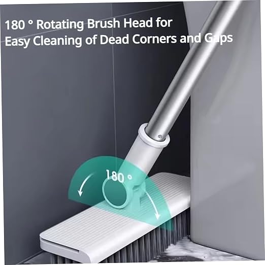 Broom and Dust Pan, Broom and Dustpan Set with Push Brooms, Self-Cleaning Comb & Space-Saving Design for Indoor Outdoor Cleaning (White)