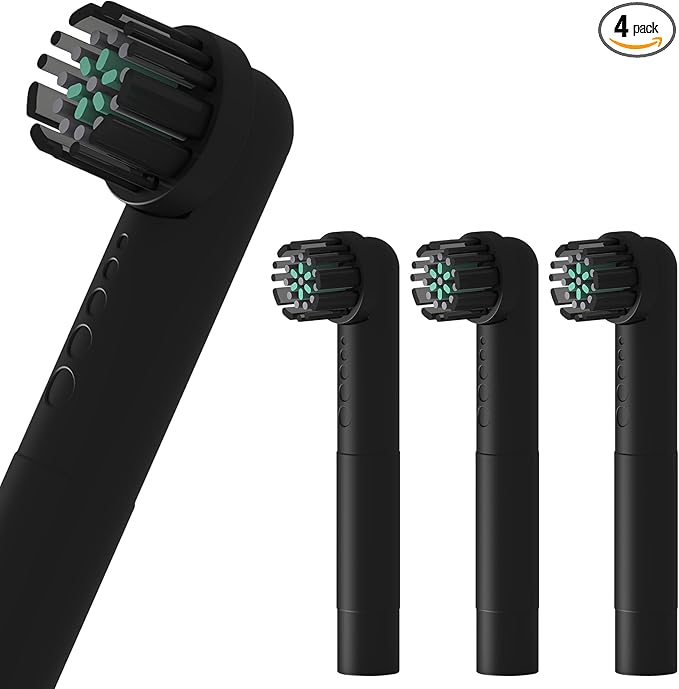 Toothbrush Replacement Heads Compatible with Quip 360 Oscillating Electric Toothbrush, Soft Bristles Brush Heads, Black, Pack of 4
