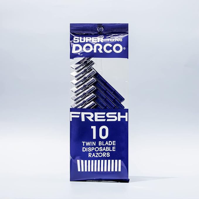 Dorco Fresh Twin Blade Disposable Razors for Men (30 Counts), Smooth & Comfortable Shave, Shaving Razors for Men, Non-Slip Handle, Ideal for Sensitive Skin & Travel