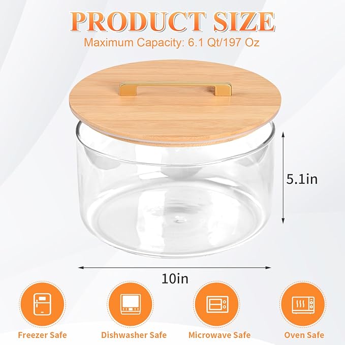 LOVYANXUE Large Salad Bowl, 10 inch Trifle Bowl with Sealed Lid, Versatile Mixing and Serving Bowl for Laying Ice Cream, Cake, Salad, Fruit, Baking, Dessert and Party Diy, Microwave Safe