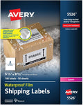 Avery Durable Waterproof Shipping Labels with Sure Feed Technology, 5.5" x 8.5", White, Laser Compatible, 100 Blank Labels per Pack, Great for Mailing, Branding, and More (5-Pack of 5526)