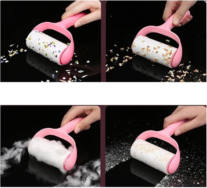 Lint Roller with 8 Rolls Refills Sticky Paper Pet Hair Remover Kit Tearable Adhesive Glutinous Brush