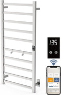 Topdattion Smart Wireless Electric Towel Warmer | Blade Thin 10 Bar Design | Hardwired & Plug-in | Alexa & Google Home Compatible | Brushed Finish