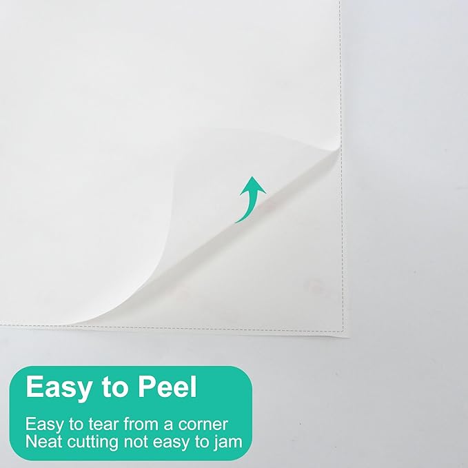 L LIKED 30 Printable White Sticker Paper Full Sheet Label, Matte, 8.5" x 11" for Laser & Inkjet Printing (30 Sheets)