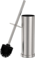 Stain Nickel Toilet Brush and Holder Set，Stainless Steel Heavy Duty Toilet Bowl Brush，Extra Long Handled Modern Toilet Cleaner Brush with Replaceable Head, Removable Inner Bowl, and Splash Protection