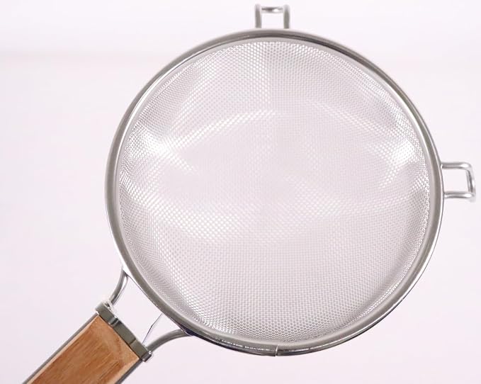 Three Snow Shin-Etsu Works 10185 Three Snow Strainer, Tough Wooden Handle, 6.3 inches (16 cm), 18-8 Stainless Steel, Hand Included, Colander, Tsubamesanjo, Made in Japan