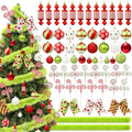 59 Pcs Christmas Tree Decorations Peppermint Candy Ornaments Candy Cane Tree Picks Xmas Balls Bow Lime Green Garland Christmas Hanging Ornaments for Xmas Home Office Decorations