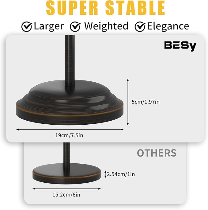 BESy Toilet Paper Holder Free Standing Bathroom Toilet Tissue Holder Stand for Floor Toilet Paper Roll Holder with Storage Hardware Accessories Rack Hand Towel Bar Oil Rubbed Bronze Stainless Steel