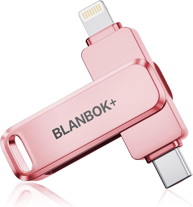 MFi Certified 256GB iPhone Photo Stick, High-Speed USB Flash Drive Memory Storage for Video Backup, Compatible for iPhone/iPad/Android/PC (Pink)
