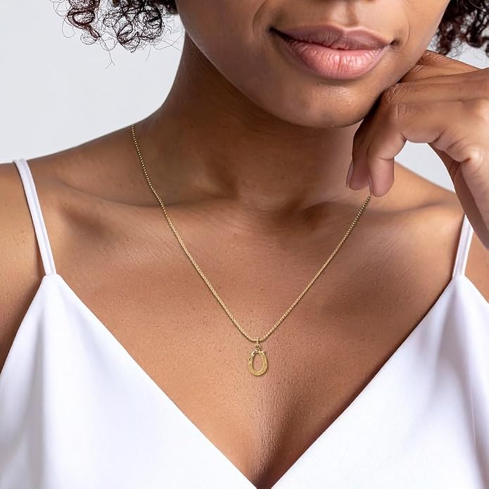 IceCarats 10K Yellow Gold Medium Horseshoe Pendant Necklace, 20mm 3/4 inch | Polished, Solid