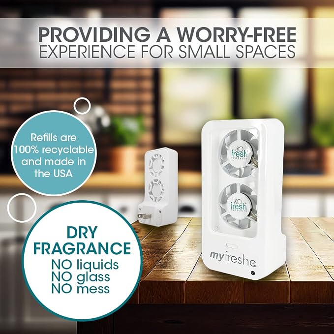 Fresh Products myfreshe Plug in Air Freshener Worry free No Heat No Glass Dry Fragrance Refills For Small Spaces Made in the USA Morning Lavender 2 pack