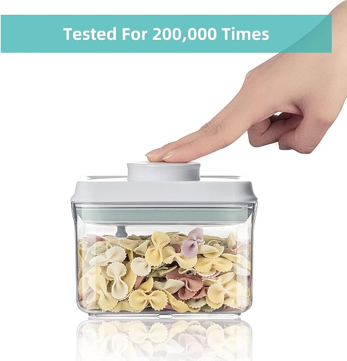 Airtight Food Storage Container - 0.32 QT （380ml Small Pop Up Food Containers With Lids, Bpa Free Stackable Container for Sugar Tea Candy- 8 Labels - Clear
