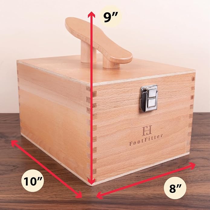 FootFitter Beech Wood Valet Box, Premium Shoe Shine Storage Organizer | Durable Beech Wood Construction with Storage Space for Shoe Care Tools & Attachable Shoe Rest for Cleaning & Polishing