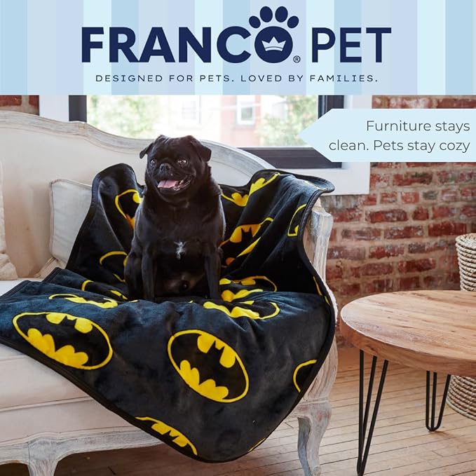 Batman DC Comics Waterproof Dog Bed Cover, Large 30x40 Pet Blanket for Furniture Bed Couch Sofa, (Officially Licensed) by Franco