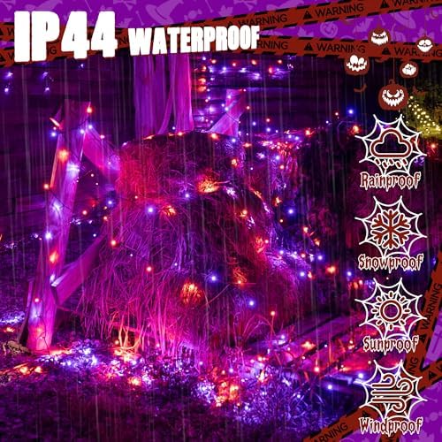 Ollny Halloween Lights Outdoor, 100 LED 33FT Orange and Purple Halloween Decorations with 8 Modes Timer, Plug in String Lights for Indoor Bedroom Home Party Outside
