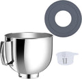 Stainless Steel Bowl Compatible with Kitchenaid Mixer 4.5/5QT，With Grey Lid,5 Quart Stainless Bowl for Kitchen Aid Mixing,With Green Lid