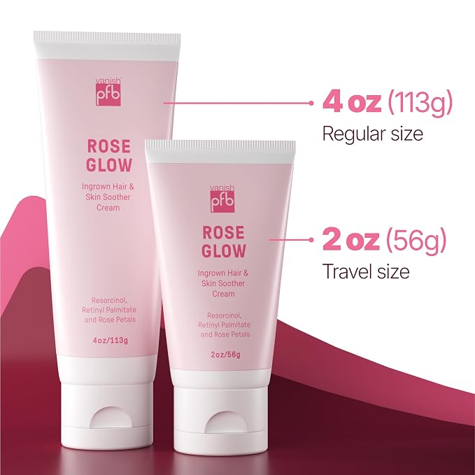 PFB Vanish Ingrown Hair Treatment & Skin Soother Cream 2oz, Smooth, Relieves, Softens Skin – Face & Body Razor Bump Treatment, After Shave Cream for Ingrown Hairs & Razor Bumps, All Gender – Rose Glow