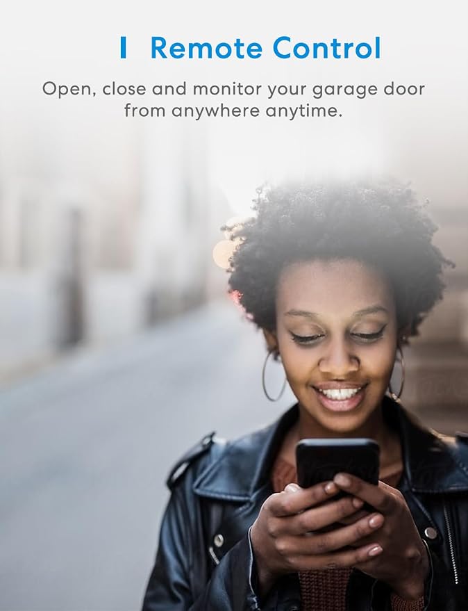 Smart Garage Door Opener Remote, Apple Homekit Support | Work with Alexa, Siri, Google Assistant, SmartThings, Multiple Notification Modes, No Hub Needed,White