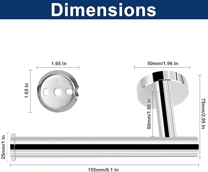 NearMoon Bathroom Toilet Paper Holder, Premium SUS304 Stainless Steel Rustproof Wall Mounted Toilet Roll Holder for Bathroom, Kitchen (1 Pack, Chrome Finish)