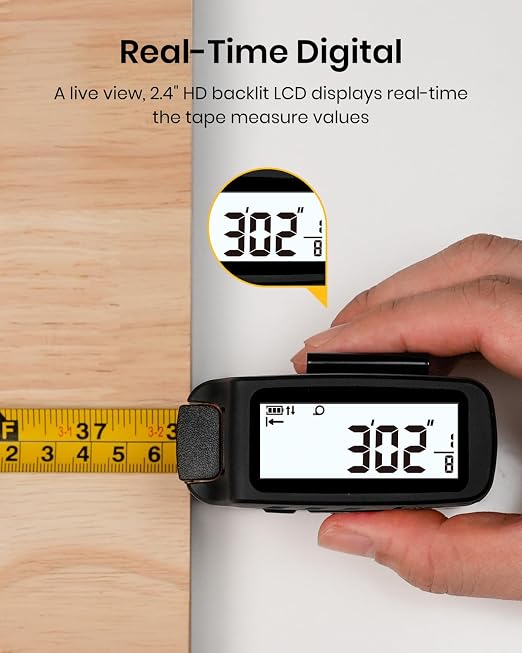 3-in-1 Digital Tape Measure with Laser, 165Ft Laser Tape Measure & 16Ft Digital Measuring Tape, 8 Metric and Imperial Units, Distance Area Volume 1/2 midpoint, Laser Measure Tool, Almighty Tools