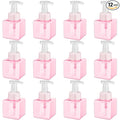 Domensi Foaming Soap Dispenser 8.5 oz Foam Pump Bottle Bulk Empty Travel Foaming Dispenser Refillable Hand Soap Plastic Pump Bottle Travel Clear Container for Bathroom Vanities(12 Pcs,Pink)