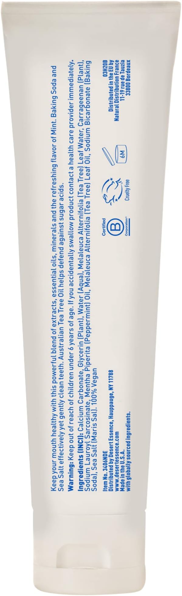 Desert Essence Tea Tree Oil Toothpaste - Mint - 6.25 Oz - Pack of 2 - Refreshing Taste - Deep Cleans Teeth & Gums - Helps Fight Plaque - Sea Salt - Pure Essential Oil - Baking Soda