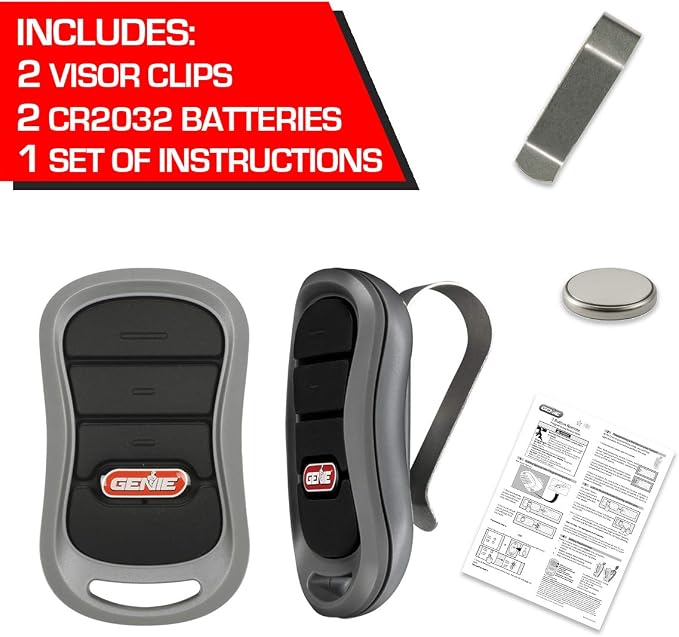 Genie 3-Button Garage Door Opener Remotes (2 Pack) - Each Remote Controls Up To 3 Genie Garage Door Openers -Compatibility Only With Genie Intellicode Garage Door Openers - Model G3T-R, Black | 2 Remotes Included, Intellicode Technology, Each Individua...