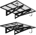 VEVOR 2-Pack Heavy Duty Garage Wall Shelving, 2 x 3 ft Steel Wall Mounted Shelving Unit with Hooks, 24 x 36 Inch Per Shelf Floating Storage Metal Rack for Garage, 500 lbs Total Weight Capacity