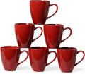 MONITO 17oz Ceramic Coffee Mugs Set of 6, Glossy Red Large Mugs with Handle | Drinking Cups for Latte,Tea&Cocoa,Dishwasher&Microwave Safe,Reactive Glaze Cups,Ideal Gift for Office and Home Use