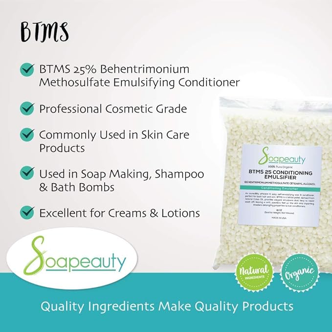 Soapeauty BTMS-25 (Behentrimonium Methosulfate & Cetearyl Alcohol) | Conditioning Emulsifier for Hair Care & Leave-In Formulations | 4 oz