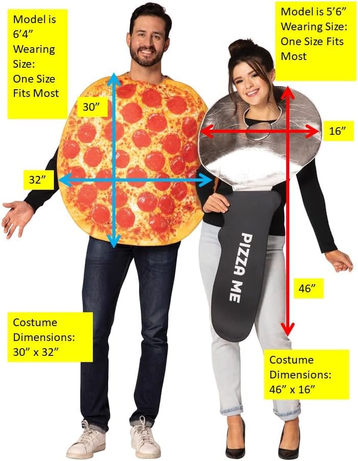 Rasta Imposta Halloween Couples Costume, Pepperoni Pizza & Pizza Cutter, Adult One Size, Unisex