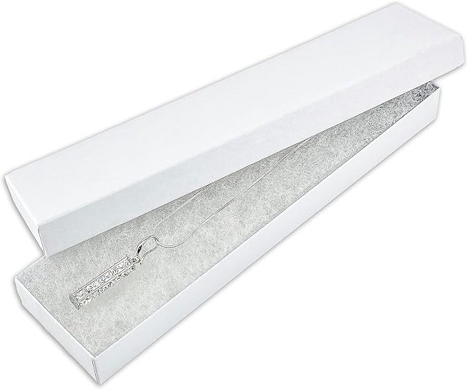 TheDisplayGuys - 25-Pack #82 Cotton Filled Cardboard Paper Jewelry Boxes Gift Case - Matte White (8.0" x 2.0" x 1.0") - for Shipping or Storage